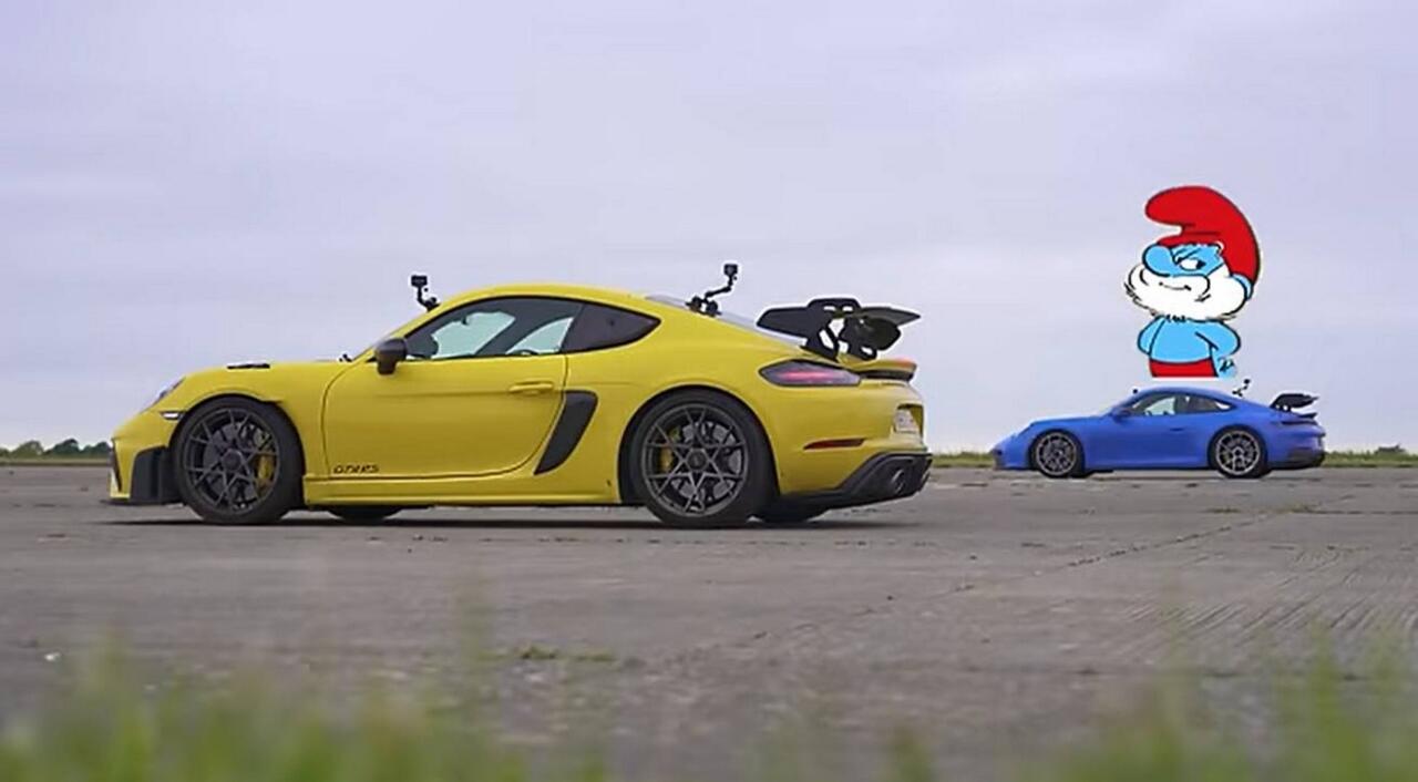 Porsche 911 vs Cayman drag race