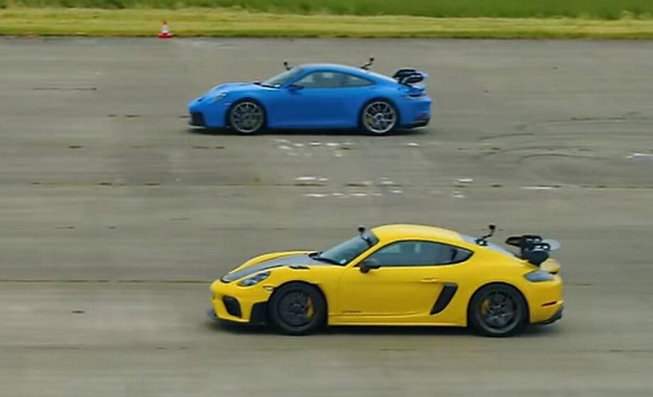 Porsche 911 vs Cayman drag race